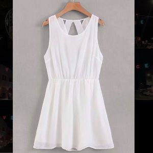 H&M white mini dress with lattice back